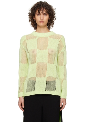 OPEN YY Green Check Sweater