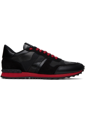 Valentino Garavani Black & Red Rockrunner Sneakers