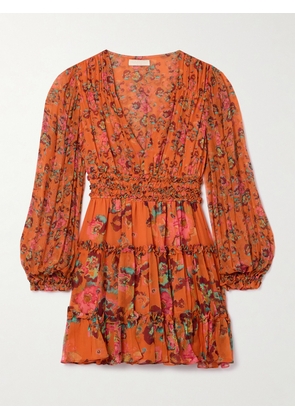 Ulla Johnson - Lya Ruffled Floral-print Silk-crepon Mini Dress - Orange - US0,US2,US4,US6,US8