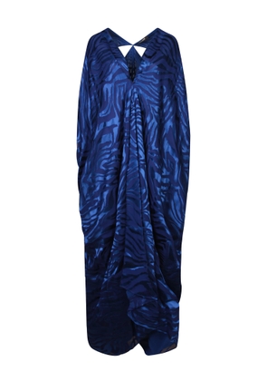 Roberto Cavalli Blue Devorã© Velvet Kaftan Dress