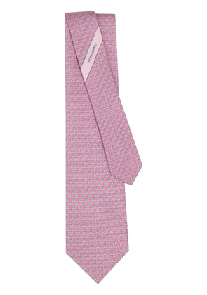 Ferragamo Football-print silk tie - Pink