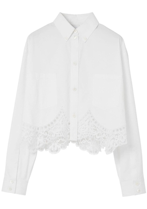 Burberry cropped macramé-lace shirt - White