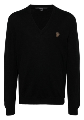Gucci crest-embroidery wool jumper - Black