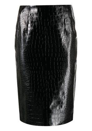 Versace crocodile-embossed midi skirt - Black