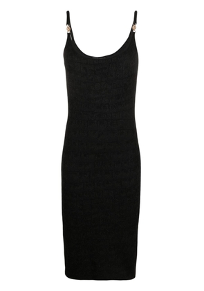 Versace Croc-jacquard sleeveless midi dress - Black