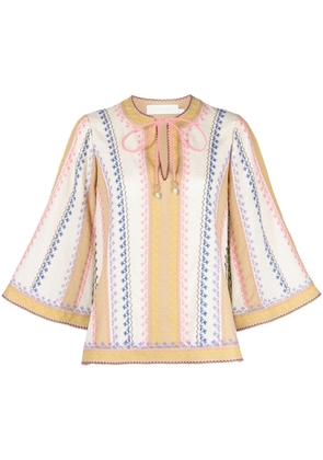 ZIMMERMANN August embroidered cotton blouse - Neutrals