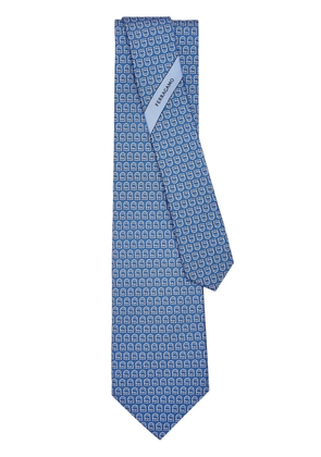 Ferragamo interwoven Gancini-print silk tie - Blue