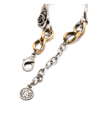 Roberto Cavalli monogram-plaque chain bracelet - Silver