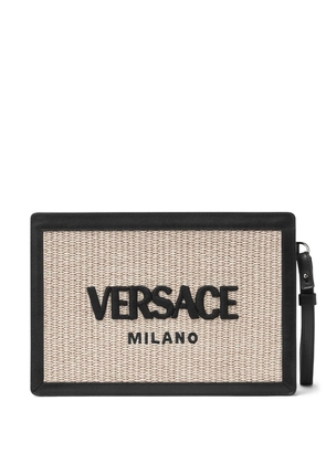 Versace Milano raffia clutch bag - Neutrals