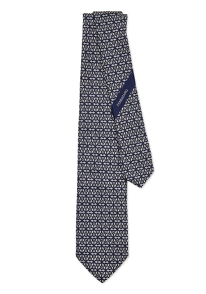 Ferragamo logo-jacquard silk tie - Blue