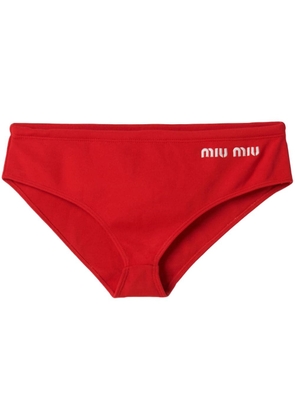 Miu Miu logo-print bikini bottoms - Red