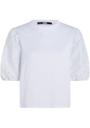 Karl Lagerfeld broderie-anglaise cotton T-shirt - White
