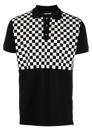 Roberto Cavalli checkerboard-print polo shirt - Black