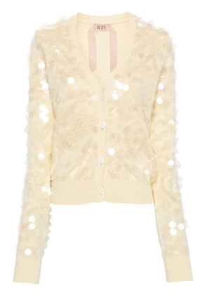 Nº21 sequin-embellished knitted cardigan - Yellow