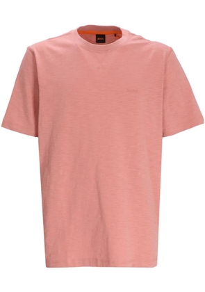 BOSS logo-embroidered cotton T-shirt - Pink