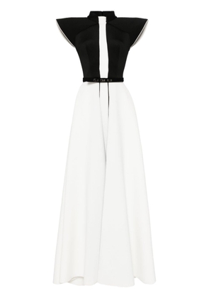 Saiid Kobeisy cap-sleeve two-tone gown - White