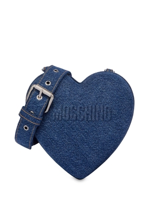 Moschino logo-embossed denim heart bag - Blue
