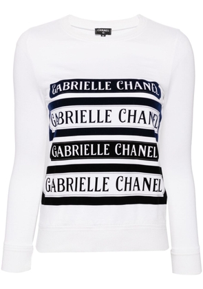CHANEL Pre-Owned logo-print cotton sweatshirt - White