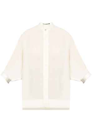 Issey Miyake single plait round collar top - White