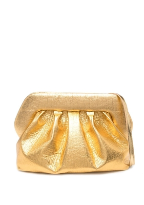 Themoirè metallic-finish gathered clutch bag - Gold