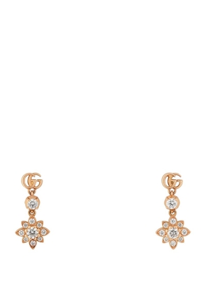 Gucci Rose Gold And Diamond Flora Earrings
