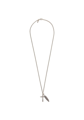 Emanuele Bicocchi Sterling Silver Feather And Cross Necklace