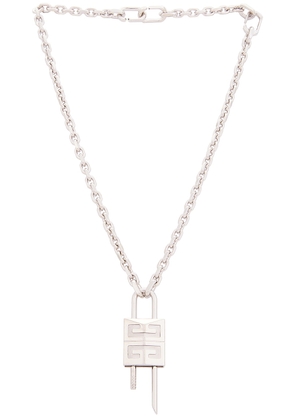 Givenchy Lock Small Silverly Necklace in Silvery - Brown. Size all.