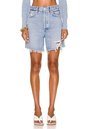 AGOLDE Stella High Rise Baggy Short in Deserted - Blue. Size 26 (also in ).