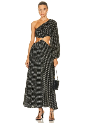 Matteau Asymmetric Wave Dress in Polka Dot - Black. Size 4 (also in ).