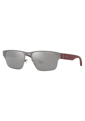 Armani Exchange Grey Mirror Silver Rectangular Mens Sunglasses AX2046S 6003Z3 57
