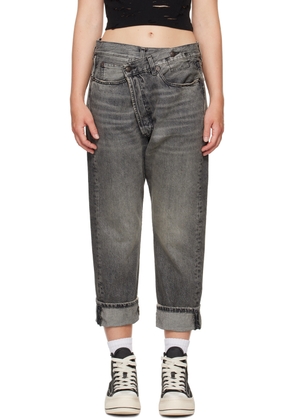 R13 Gray Crossover Jeans