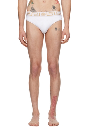 Versace Underwear White Greca Border Swim Briefs