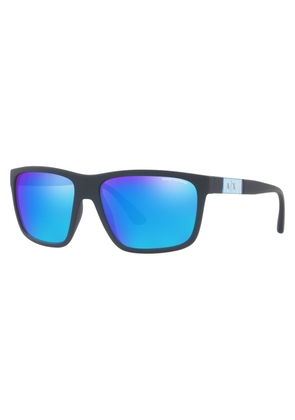Armani Exchange Green Mirrored Light Blue Square Mens Sunglasses AX4121S 818125 59