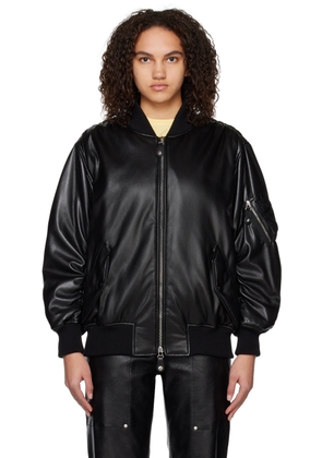 Stella McCartney Black Alter Mat Faux-Leather Bomber Jacket