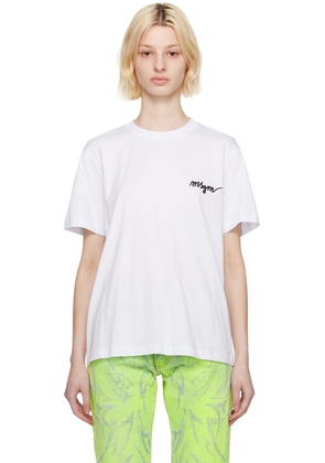 MSGM White Embroidered T-Shirt