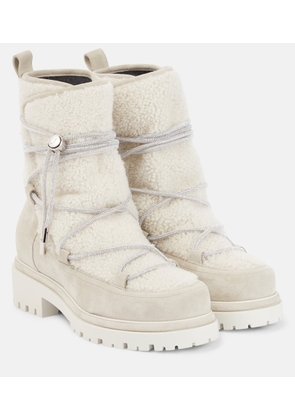 Rene Caovilla Suede and shearling hiking boots