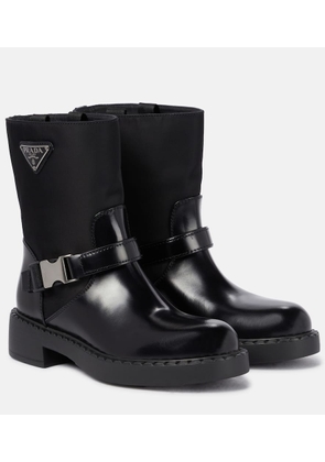 Prada Re-Nylon and leather ankle boots