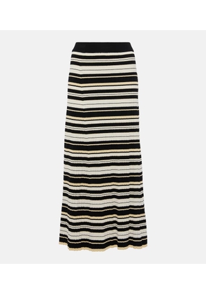 Ganni Ribbed-knit striped midi skirt