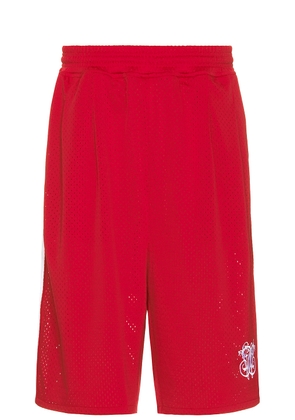 Willy Chavarria Tacombi Pleated Basketball Shorts in Red & White - Red. Size L (also in ).