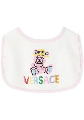 Versace Baby White & Pink Embroidered Bib