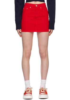 AMI Paris Red Five-Pocket Denim Miniskirt