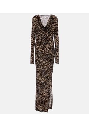 Blumarine Leopard-print wool jersey maxi dress