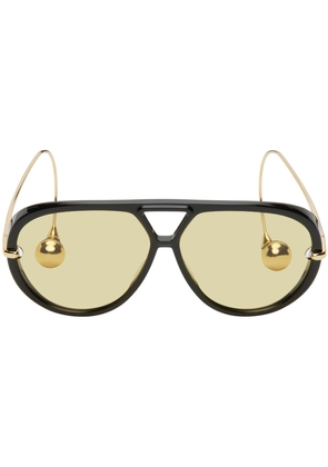 Bottega Veneta Black & Gold Drop Aviator Sunglasses