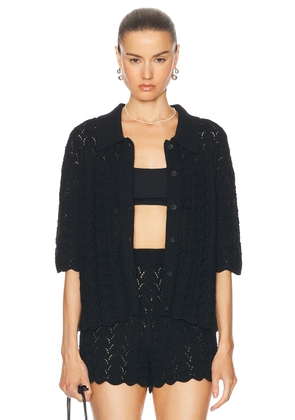 Loulou Studio Adria Short Sleeve Cardigan in Black - Black. Size L (also in M, S, XS).