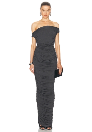 Norma Kamali Drop Shoulder Side Shirred Gown in Dark Grey - Charcoal. Size L (also in S).