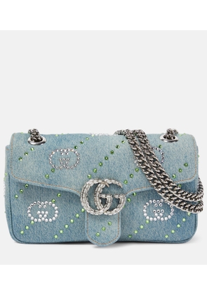 Gucci GG Marmont embellished denim shoulder bag