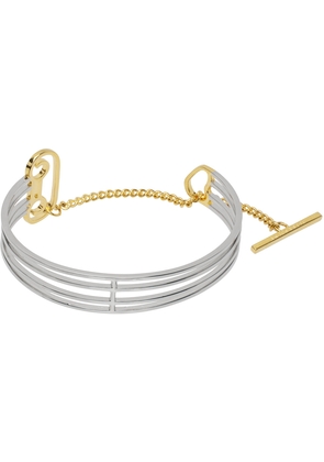 Aries Silver & Gold Column Cuff Bracelet