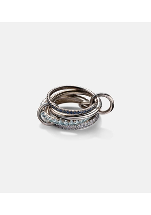 Spinelli Kilcollin Iris sterling silver linked ring with sapphires, aquamarine and tanzanite