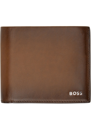 BOSS Brown Leather Polished Lettering Wallet