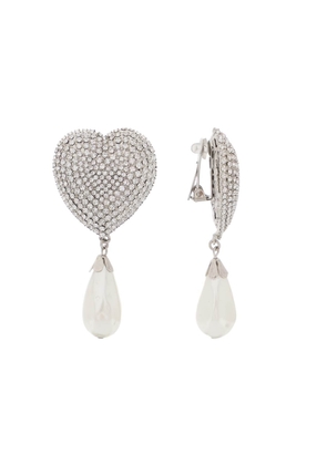 Alessandra rich heart crystal earrings with pearls - OS Silver